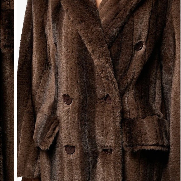 NEW! WeWoreWhat Brown Faux Fur Blazer Jacket - Picture 7 of 10